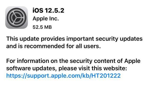 永平苹果手机维修分享iOS12.5.2发布，建议所有老苹果用户安装 